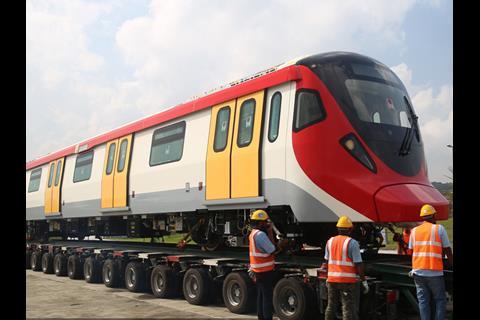 The first two trainsets for Mass Rapid Transit Corp’s Klang Valley metro Line 2 have been delivered to the Sungai Buloh depot (Photo: MRT Corp).